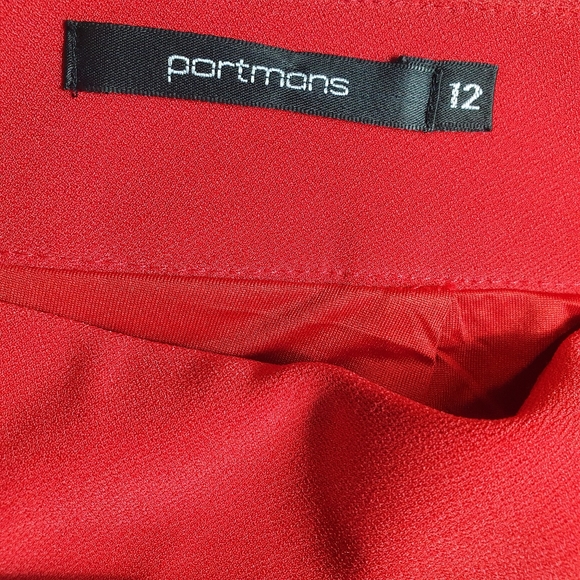 NWOT Portmans red skirt size 12  midi pencil skirt belted office corporate slit - Picture 3 of 6